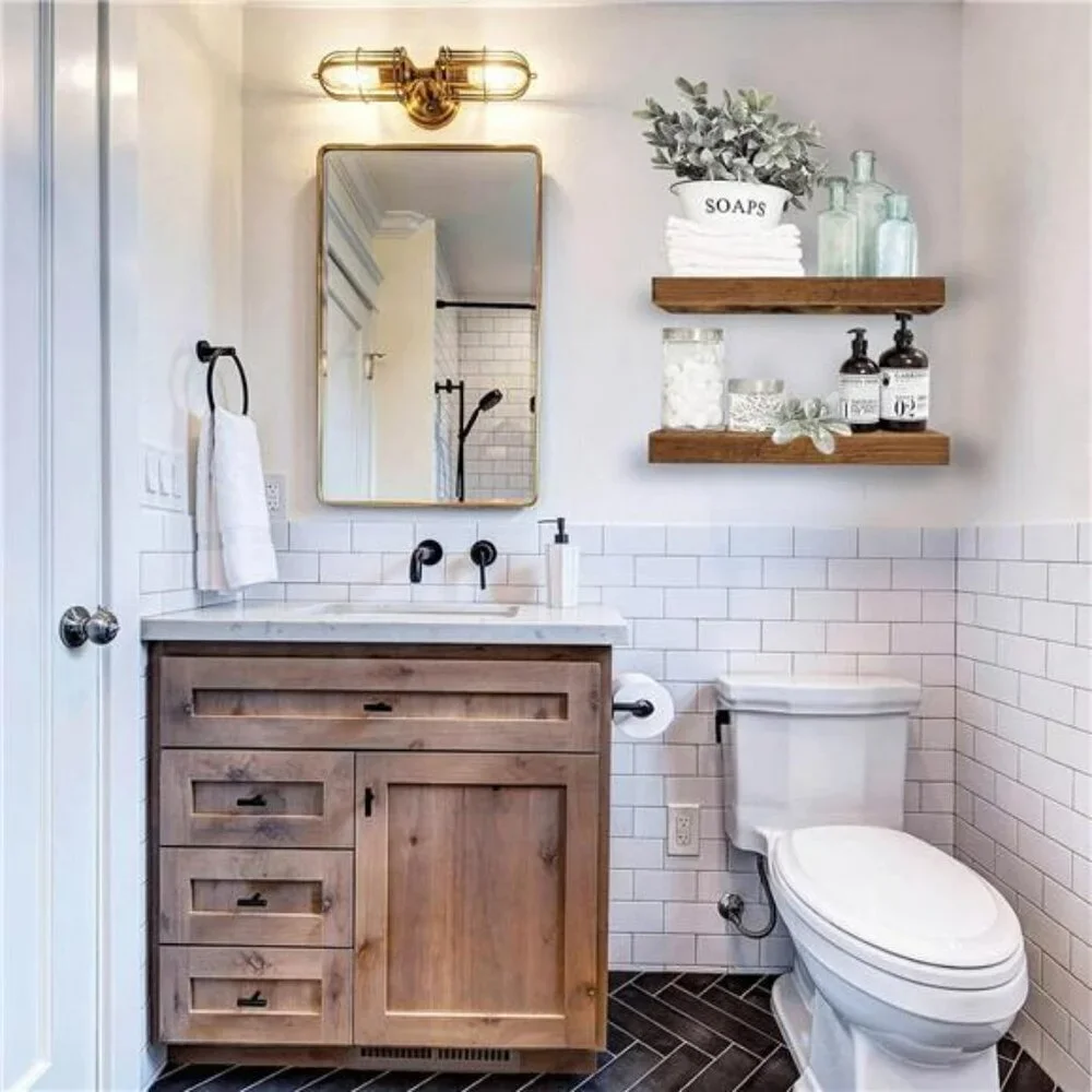 Bathroom Floating Shelves Wall Mounted Rustic Farmhouse Wood Over Toilet Shelf